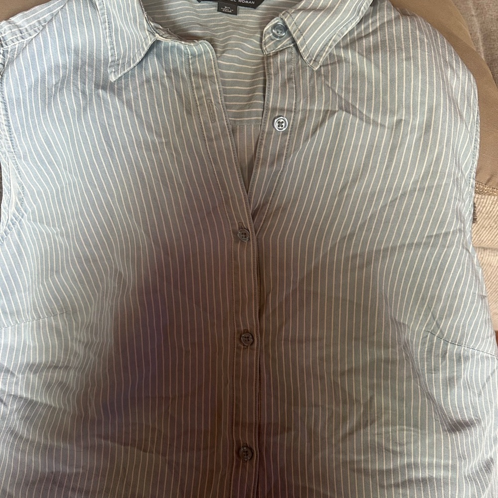 Zac & Rachel Blue Striped Button-Up Top